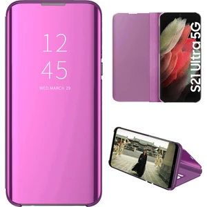 Samsung Galaxy S21 Ultra 5G İçin Pc Pu Deri Standlı Pencereli Kılıf (Yurt Dışından)