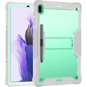 Samsung Galaxy Tab S7 Fe 2021 SM-T730/T735 / Tab S7+/ S7 Plus 12.4 inç 2020 SM-T970/T975 İçin 3 Katmanlı Standlı Shockproof Tam Koruma Kılıf (Yurt Dışından)