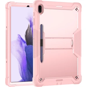 Samsung Galaxy Tab S7 Fe 2021 SM-T730/T735 / Tab S7+/ S7 Plus 12.4 inç 2020 SM-T970/T975 İçin 3 Katmanlı Standlı Shockproof Tam Koruma Kılıf (Yurt Dışından)