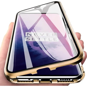 Oneplus 7 Pro İçin 360 Derece Tam Koruma Şeffaf Manyetik Metal Bumper Kılıf (Yurt Dışından)