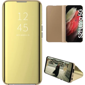 Samsung Galaxy S21 Ultra 5G İçin Pc Pu Deri Standlı Pencereli Kılıf (Yurt Dışından)
