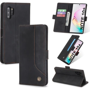 Samsung Galaxy Note 10+ / Note 10 Plus 5G İçin Retro Deri Manyetik ShockProof Tpu Flip Standlı Kılıf (Yurt Dışından)