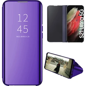 Samsung Galaxy S21 Ultra 5G İçin Pc Pu Deri Standlı Pencereli Kılıf (Yurt Dışından)