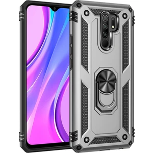Xiaomi Redmi 9 İçin Çift Katmanlı Halkalı Standlı Kılıf (Yurt Dışından)