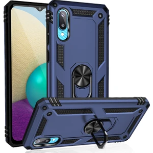 Samsung Galaxy A02 İçin Çift Katmanlı Halkalı Standlı Kılıf (Yurt Dışından)