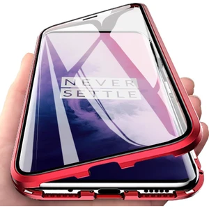 Oneplus 7 Pro İçin 360 Derece Tam Koruma Şeffaf Manyetik Metal Bumper Kılıf (Yurt Dışından)