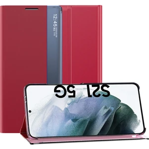 Samsung Galaxy S21 5G İçin İnce Flip Pu Deri Pencereli Standlı Kılıf (Yurt Dışından)