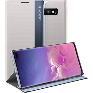 Samsung Galaxy S10 Plus İçin İnce Flip Pu Deri Pencereli Standlı Kılıf (Yurt Dışından)