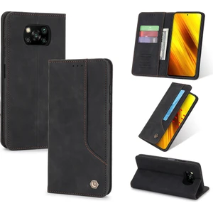 Xiaomi Poco X3 / Poco X3 Nfc İçin Retro Deri Manyetik ShockProof Tpu Flip Standlı Kılıf (Yurt Dışından)