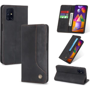 Samsung Galaxy M31S İçin Retro Deri Manyetik ShockProof Tpu Flip Standlı Kılıf (Yurt Dışından)