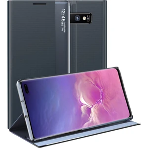 Samsung Galaxy S10 Plus İçin İnce Flip Pu Deri Pencereli Standlı Kılıf (Yurt Dışından)