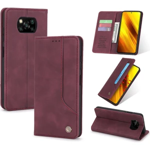 Xiaomi Poco X3 / Poco X3 Nfc İçin Retro Deri Manyetik ShockProof Tpu Flip Standlı Kılıf (Yurt Dışından)