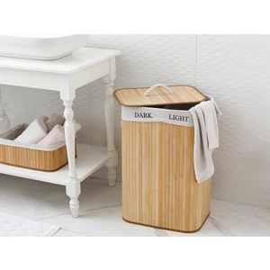 English Home Fancy Bambu Katlanabilir 2 Bölmeli Çamaşır Sepeti 40X30X60 cm Bej