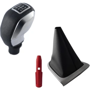 Clio 4 Gri Kapaklı Spor Vites Topuzu ve Gri Çerçece Vites Körüğü