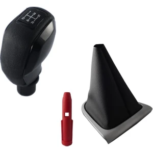 Clio 4 Siyah Kapaklı Spor Vites Topuzu ve Gri Çerçece Vites Körük