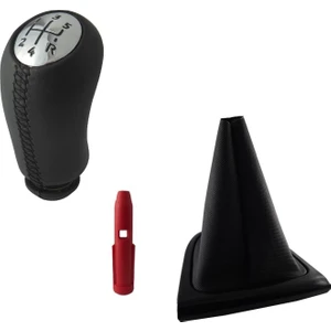 Clio 4 Deri Kaplama Vites Topuzu ve Siyah Çerçeve Vites Körüğü