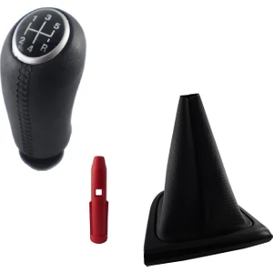 Clio 4 Deri Desen Gri Vites Topuzu ve Siyah Çerçeve Vites Körüğü