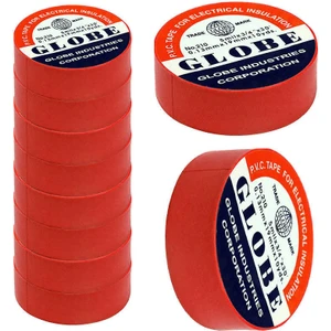 Izole Elektrik Bandı 10'lu Paket - Kırmızı - Globe Plastik Izole Elektrik Bandı - Kırmızı