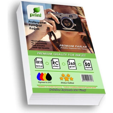 Print Epson Yazıcılar Için Fotoğraf Kağıdı 10X15 Premium Parlak 260 gr 50