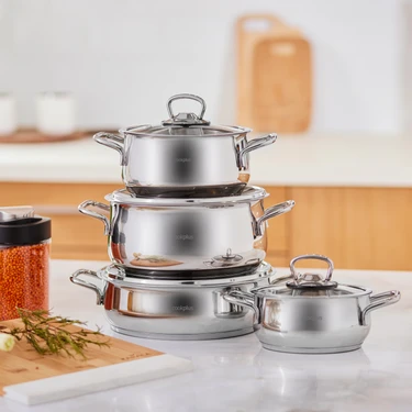 Cookplus Heybeli 8 Parça 18/10 Paslanmaz Çelik Tencere Seti Fiyatı