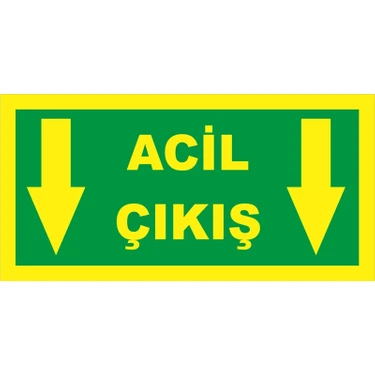 Baysan Yangın Fosforlu Fotolümen Levha Yönlendirme Acil Çıkış Aşağı Ok 12X24
