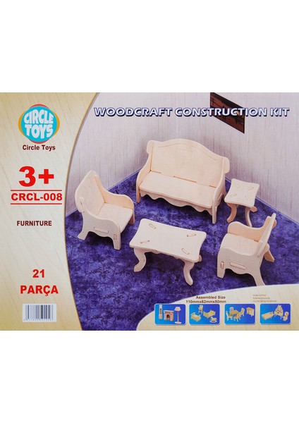 Üç Boyutlu Ahşap Eğitici Mobilya Yapı Kiti (Boyanabilir) CRCL-008