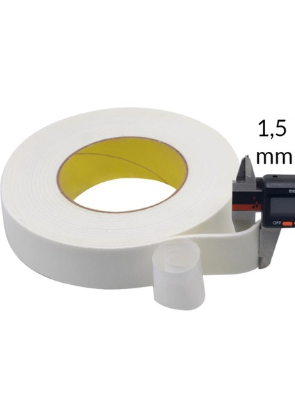 Çift Taraflı Köpük Bant Montaj Bandı Beyaz 18 mm x 2 mt