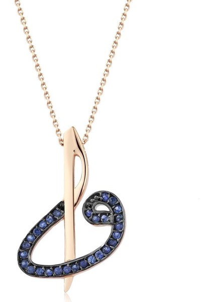 0.28 Karat Safir Vav Elif Kolye PN1091VV