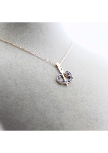 0.28 Karat Safir Vav Elif Kolye PN1091VV