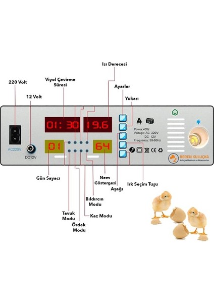 60'lık One Touch Kuluçka Makinesi