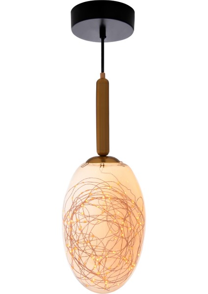 Crystal Palace Tekli Sarkıt Avize - LED Avize - Ledli Avize - Bal Rengi Rose Gold Salon Avizesi 20*35CM