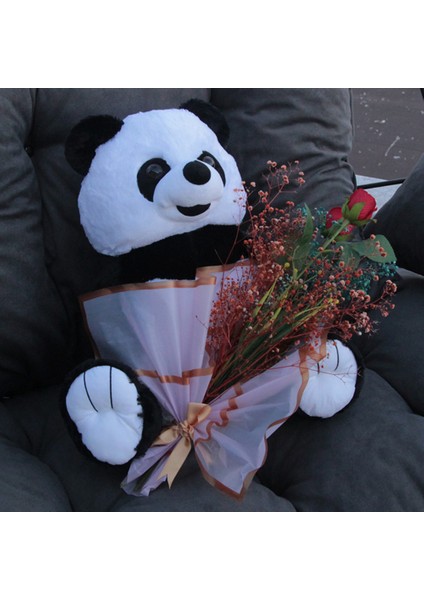 Sevimli Peluş Panda 50 cm Gül & Cipso Sarmalı Romantik Çiçek Demet Seti Sevgiliye fiyatları