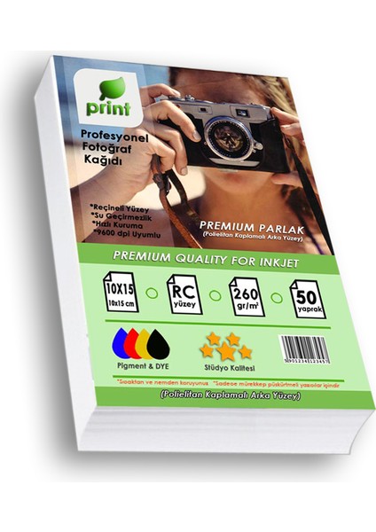 Epson Yazıcılar Için Fotoğraf Kağıdı 10X15 Premium Parlak 260 gr 50 Yaprak