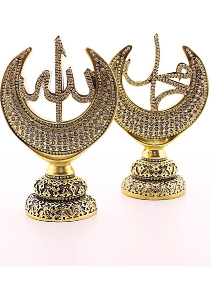 2'li Gold Allah Muhammed Hilal Orta Boy Biblo 20CM
