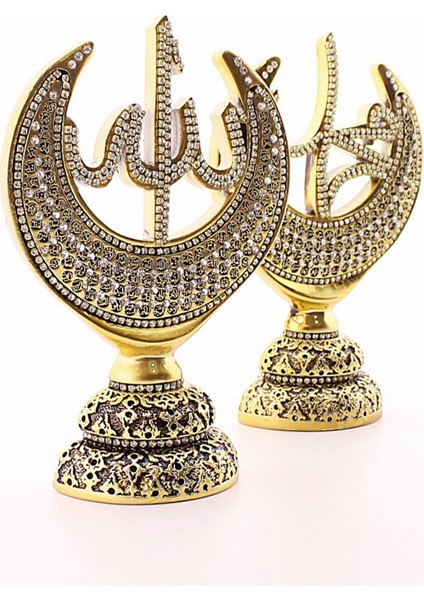 2'li Gold Allah Muhammed Hilal Orta Boy Biblo 20CM fiyatları