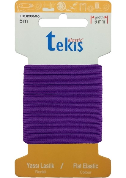 6 mm Mor Yassı Lastik - 5 Metre