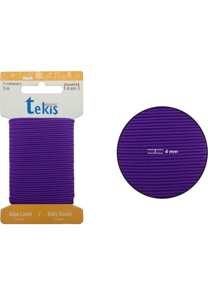 4mm Mor Bebe Lastik - 5 Metre