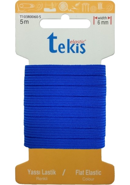 6 mm Koyu Mavi Yassı Lastik - 5 Metre