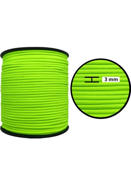 3 mm Yuvarlak Lastik-50 Metre Neon Sarı Yuvarlak Lastik