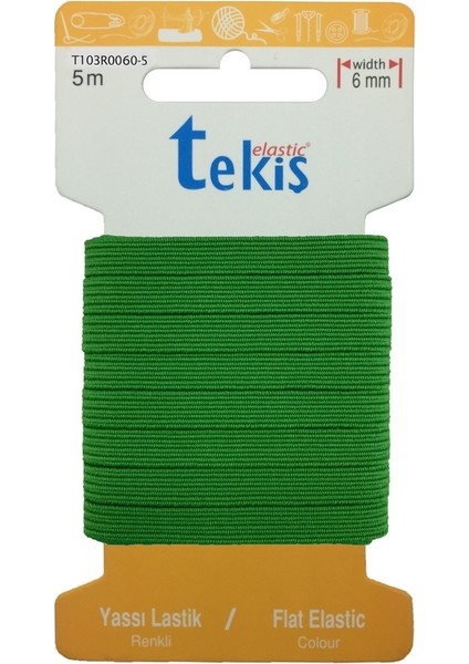 6 mm Yeşil Yassı Lastik - 5 Metre