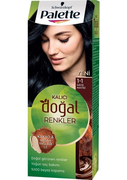 Schwarzkopf Palette Kalıcı Doğal Renkler 1-1 Gece Mavisi Saç Boyası