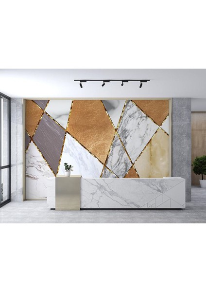 Geometrik Mermer Desenli Duvar Kağıdı
