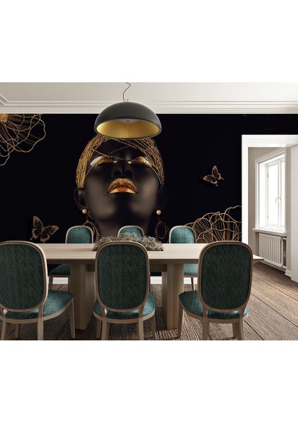 Esmer Afrikalı Kadın 3 Boyutlu Duvar Kağıdı