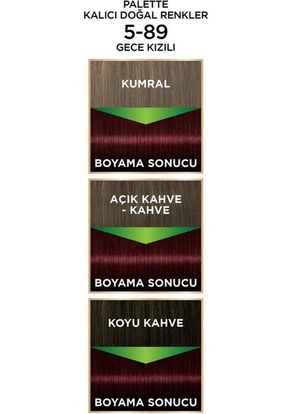 Schwarzkopf Palette Kalıcı Doğal Renkler 5-89 Gece Kızılı Saç Boyası