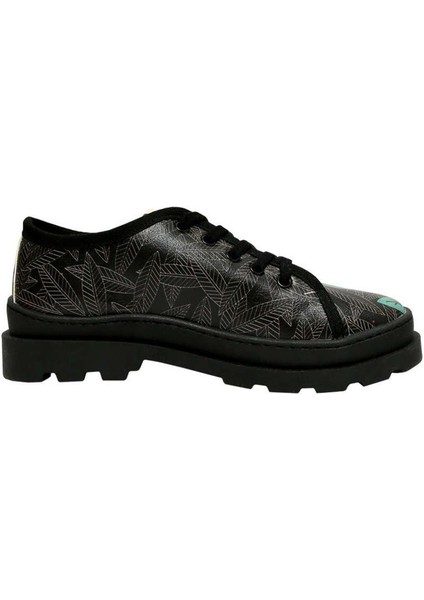 Kadın Vegan Deri Siyah Sneakers - Bird and Leaves Tasarım fırsatları