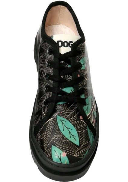 Kadın Vegan Deri Siyah Sneakers - Bird and Leaves Tasarım indirimleri