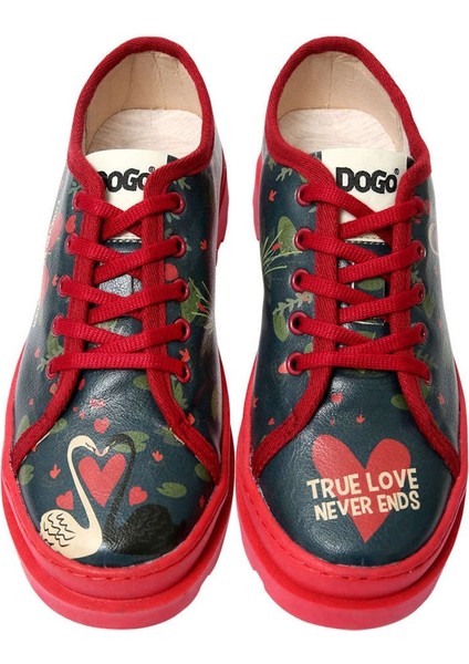 Kadın Vegan Deri Lacivert Sneakers - True Love Tasarım