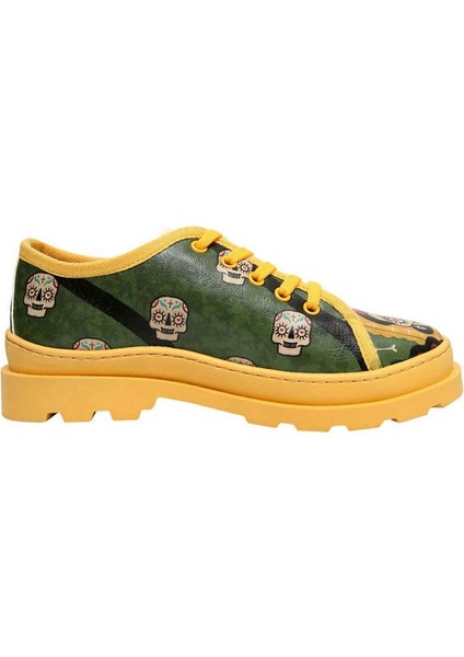 Kadın Vegan Deri Yeşil Sneakers - Sugar Skull Tasarım fırsatları