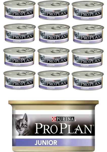 Proplan 12'li Junior Yavru ve Proplan 12'li Baby Kitten Tavuk Etli Yaş Kedi Maması 24 x 85 gr