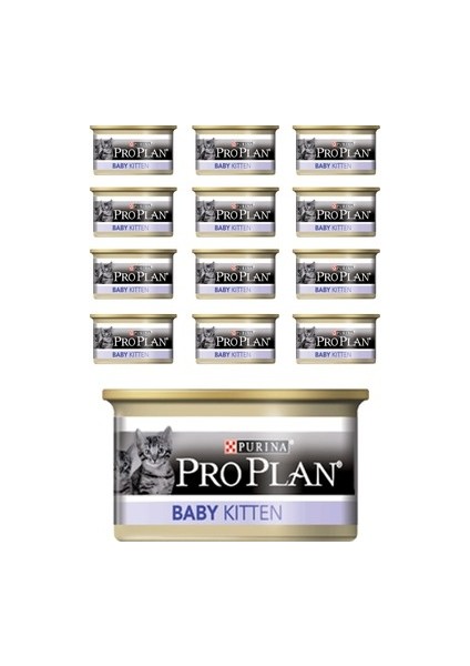 Proplan 12'li Junior Yavru ve Proplan 12'li Baby Kitten Tavuk Etli Yaş Kedi Maması 24 x 85 gr modelleri